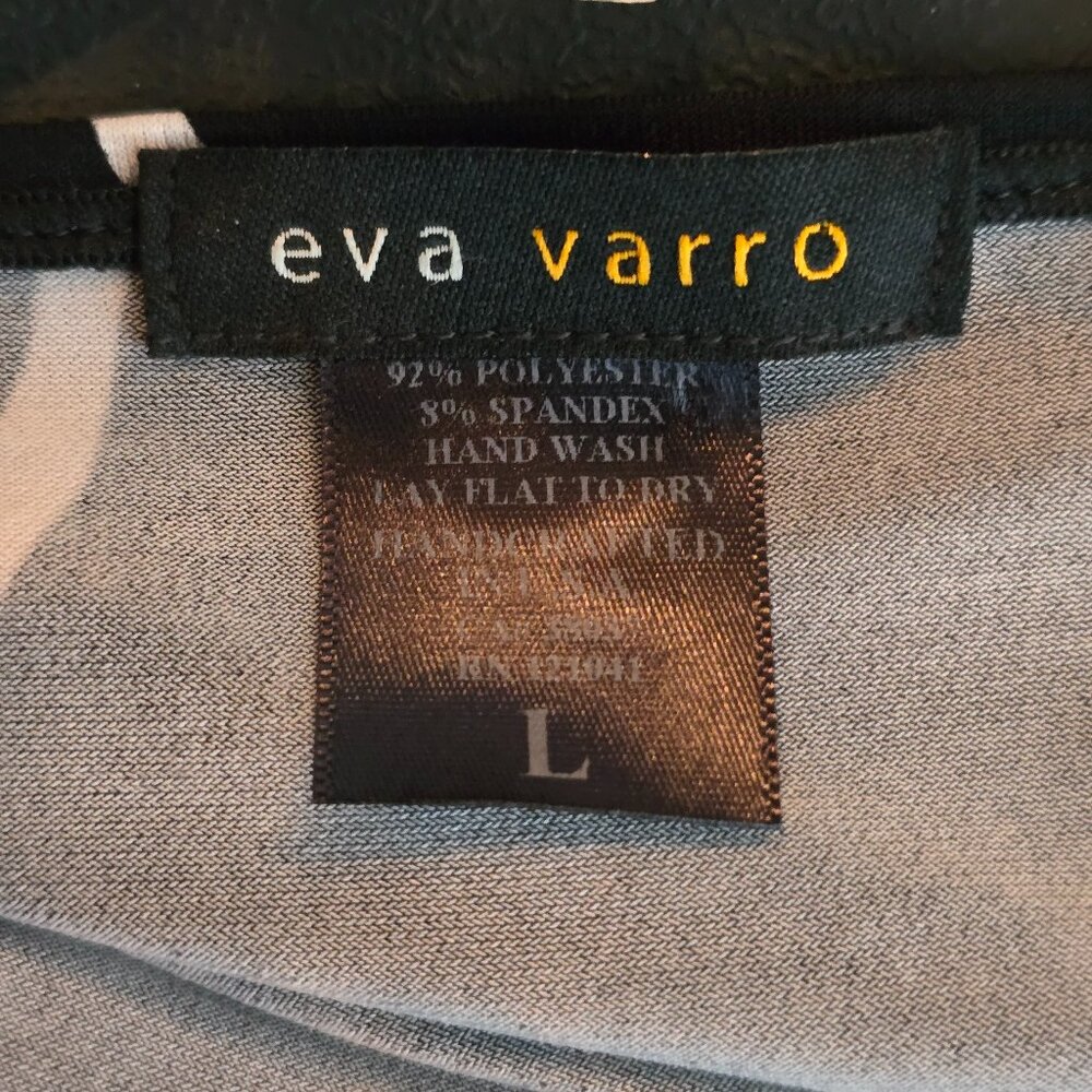 Eva Varro Top Womens Large Black/White Abstract Batwing Tunic Made USA/Artsy - Picture 11 of 12